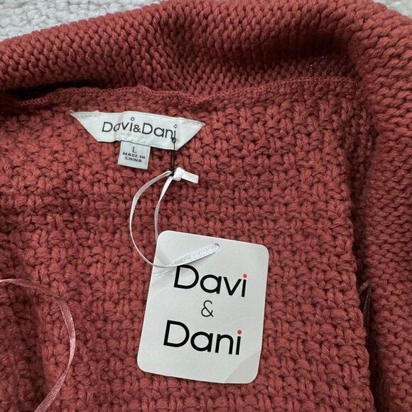 Davi & Dani Chill Of Fall Cardigan Sweater Rust Red Orange NEW - Picture 3 of 11